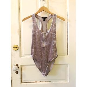 F21 Perforated Velvet Bodysuit